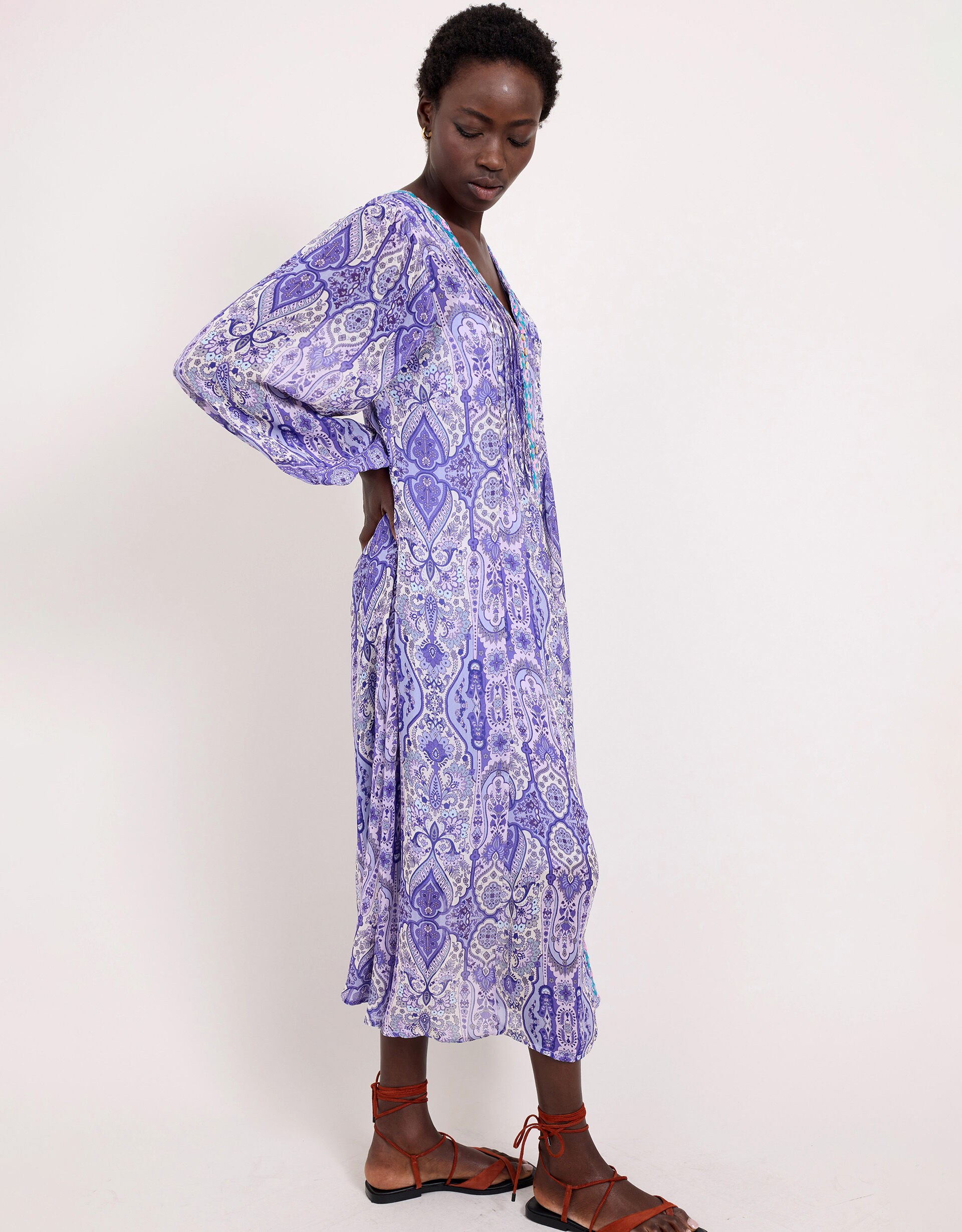 East Paisley Print Maxi Dress Purple
