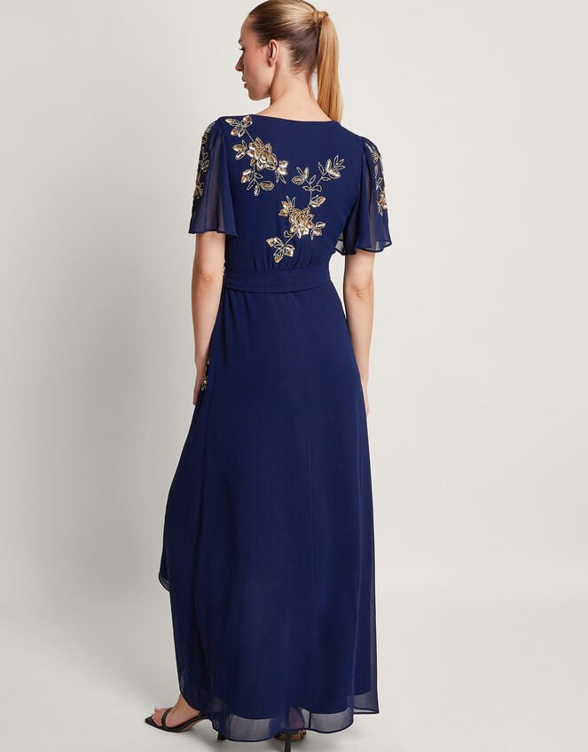 Sarah Embellished Wrap Dress , Blue (MIDNIGHT), large