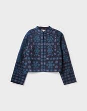 East Sophia Floral Embroidered Jacket, Blue (NAVY), large