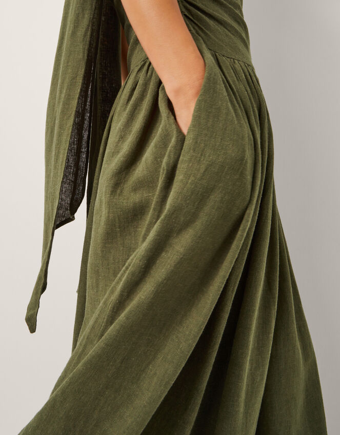 The India Edit Leila One Shoulder Maxi Dress, Green (KHAKI), large