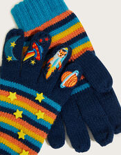 Fox Astronaut Novelty Gloves, Blue (BLUE), large