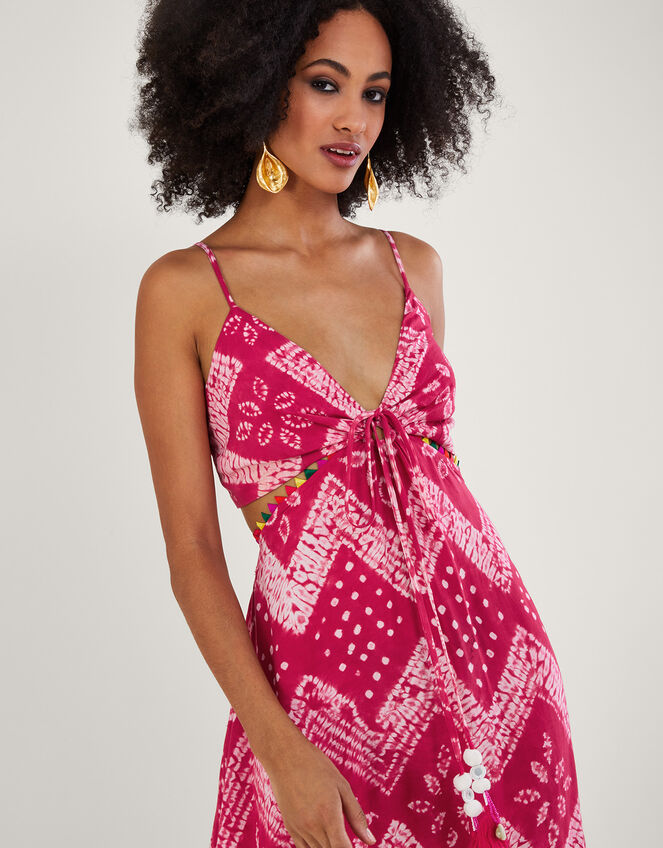 Bandhani Dye Print Maxi Dress in LENZING™ ECOVERO™, Pink (PINK), large