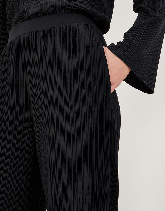 Peta Plisse Trousers, Black (BLACK), large