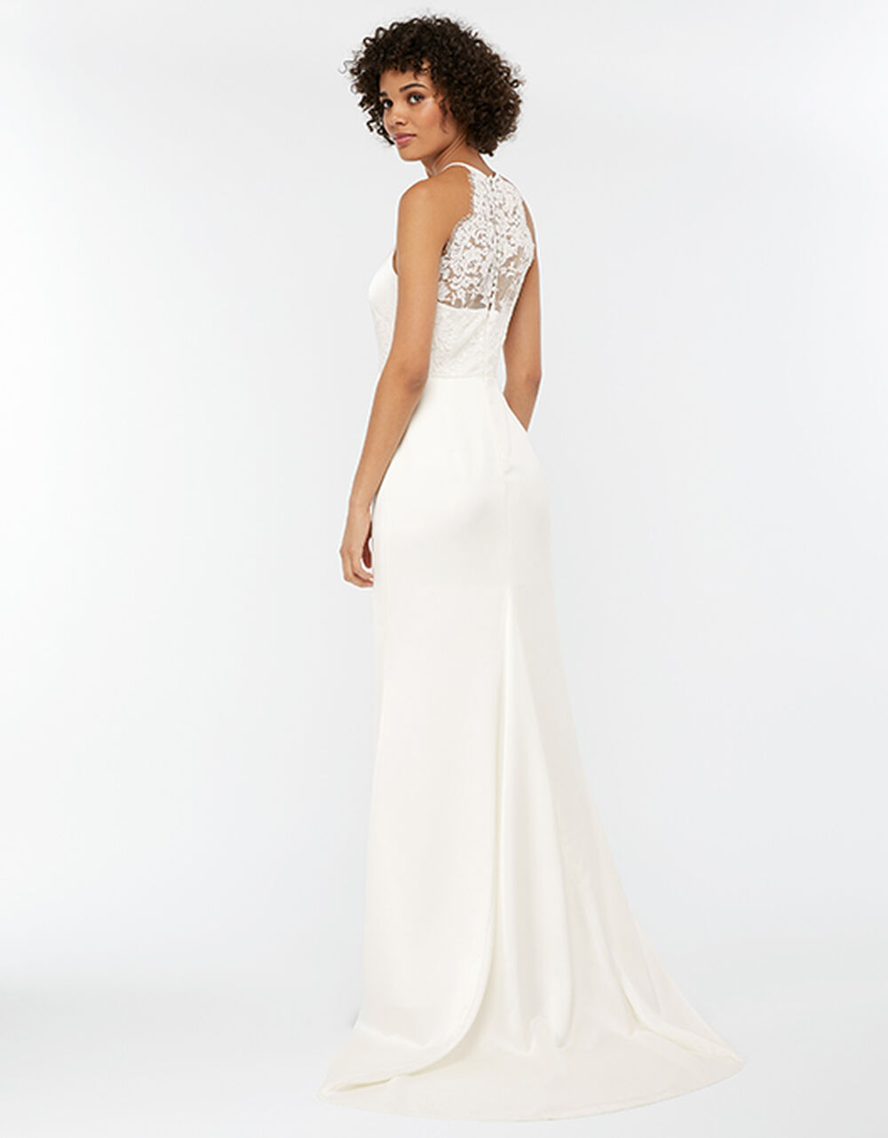 Anne Lace Back Satin Maxi Wedding Dress Ivory Wedding