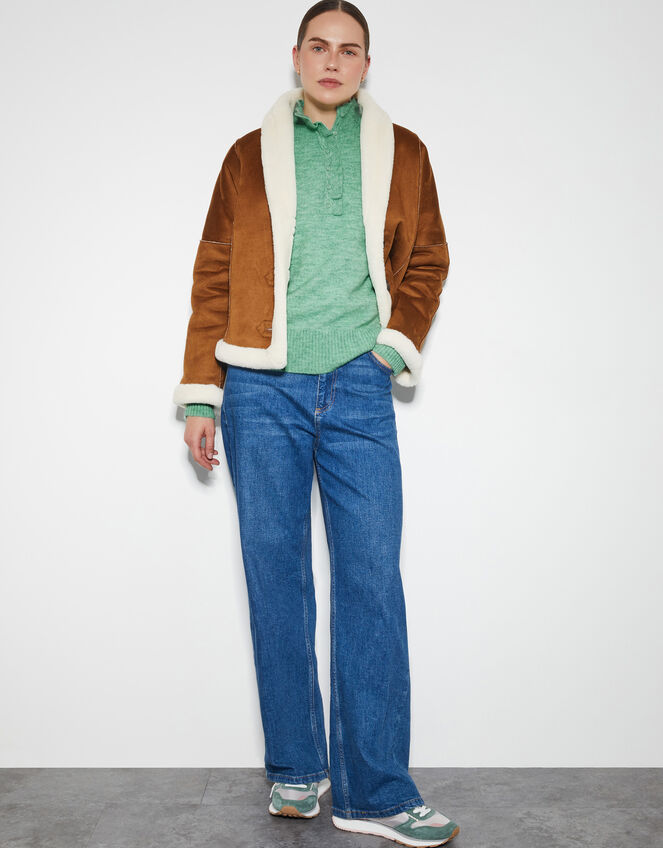 Connie Half Button Jumper, Green (GREEN), large
