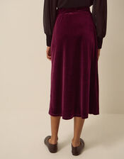 Buffy Bow Velvet Midi Skirt, Red (BURGUNDY), large