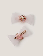2-Pack Flower Mesh Bow Hair Clips, , large