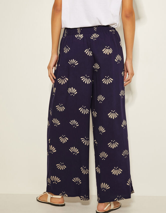 Briana Print Wide Leg Trousers, Blue (NAVY), large
