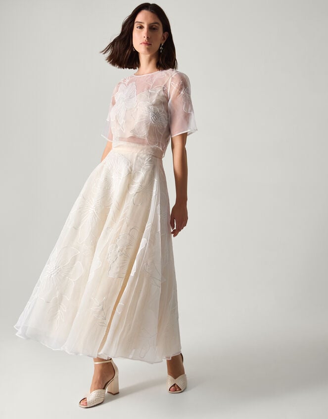 Rosie Lace Floral Bridal Top, Ivory (IVORY), large