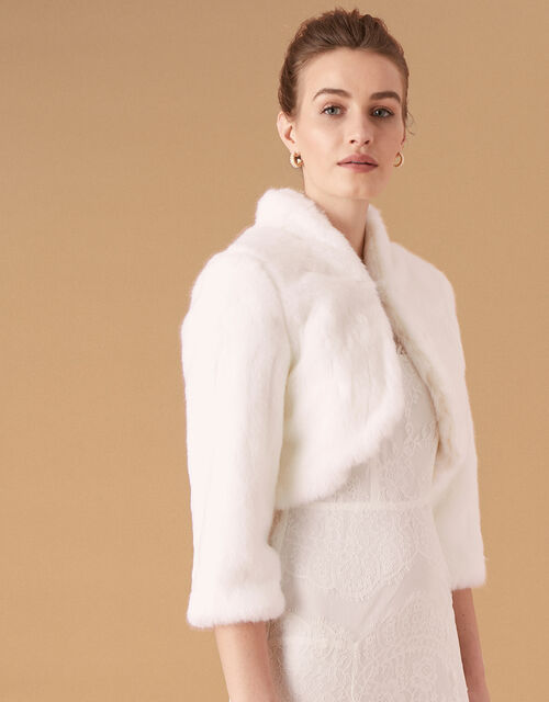 Maria Faux Fur Bridal Jacket Ivory, Royal Blue Faux Fur Coat Plus Size Uk