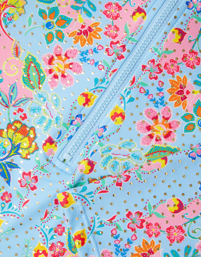 Floral Swimsuit, Blue (BLUE), large