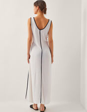 Nyla Embroidered Tie Maxi Dress, White (WHITE), large