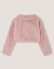 Posie Pearl Faux Fur Jacket, Pink (PINK), large