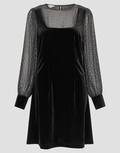 Mel Sheer Sleeve Velvet Mini Dress, Black (BLACK), large