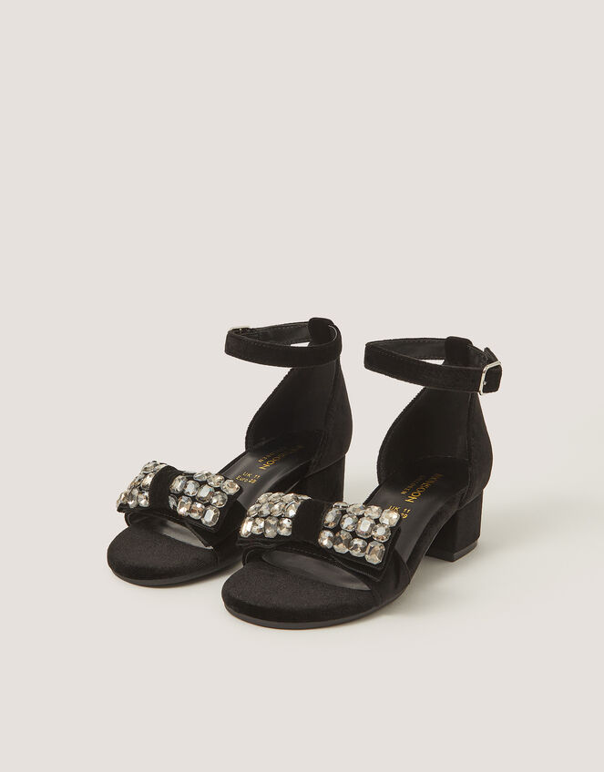 Embellished Velvet Two-Part Heels, Black (BLACK), large