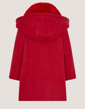 Baby Faux Fur Collar Rosette Coat, Red (RED), large