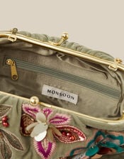 Eleni Floral Embellished Velvet Clutch Bag, , large