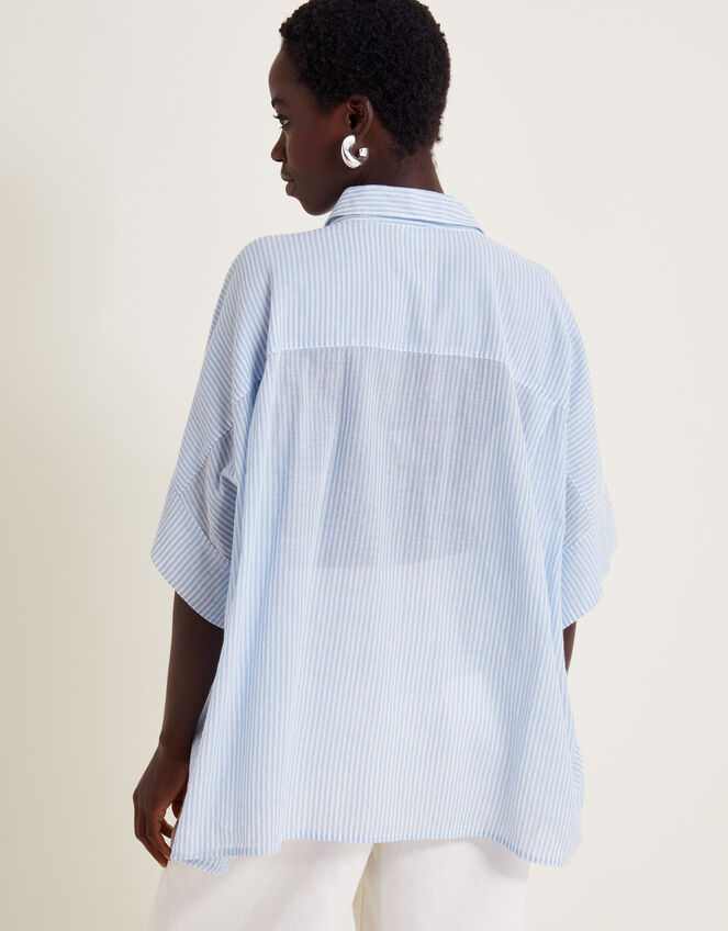 Shyla Stripe Oversized Shirt, Blue (BLUE), large