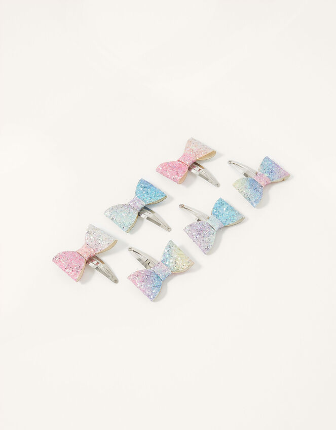 Rainbeam Glitter Bow Hair Clip Set, , large