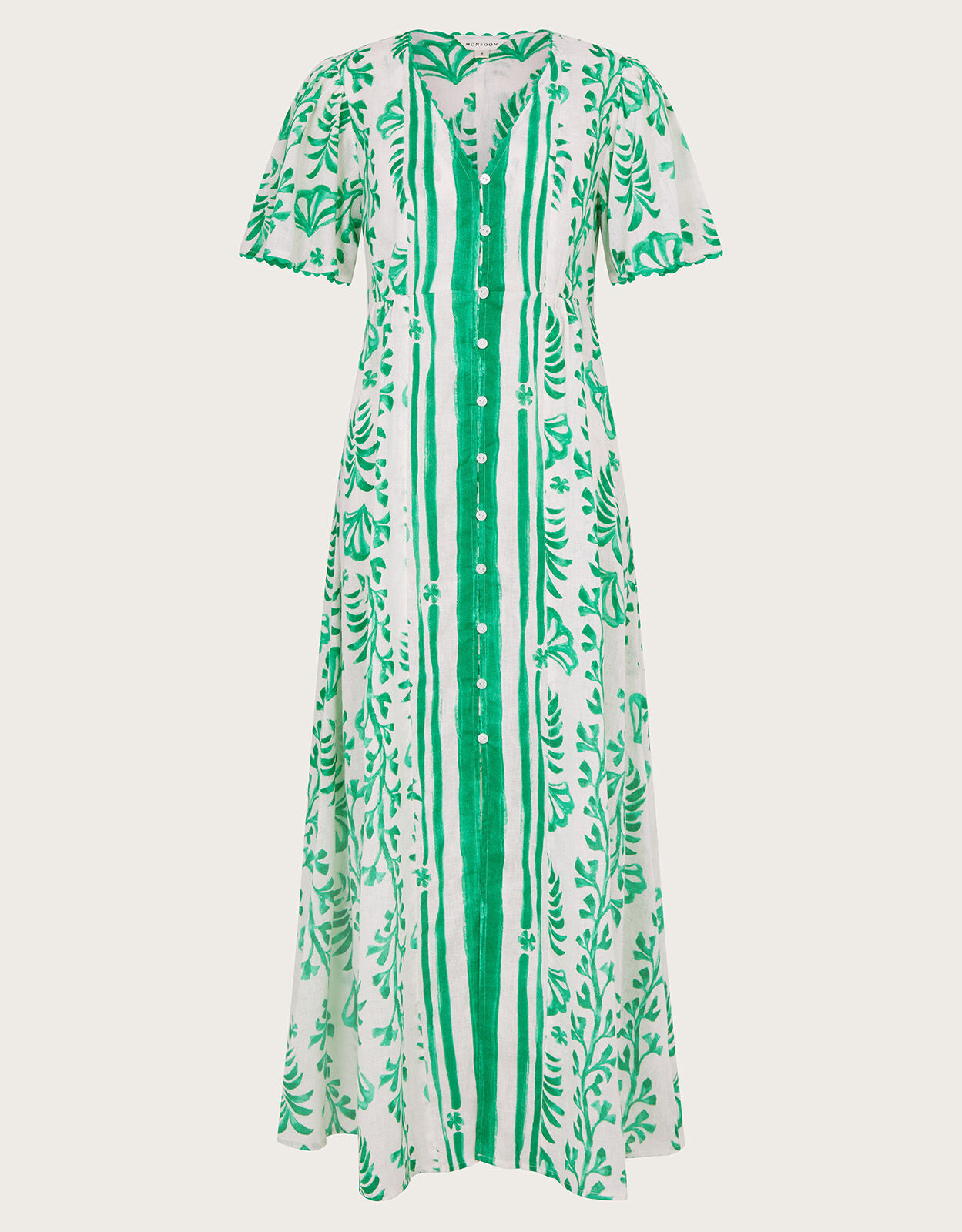 Lani Button Dress in Linen Blend Ivory