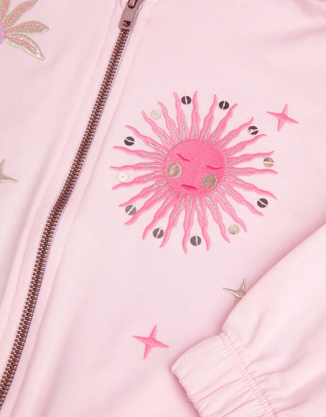 Sun Embroidered Zip-Up Hoodie, Pink (PINK), large