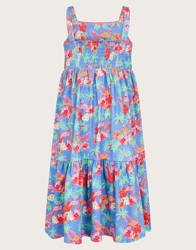 Flamingo Midi Dress, Blue (BLUE), large