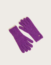 Super Soft Knit Gloves with Recycled Polyester, Purple (PURPLE), large