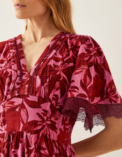 Aimee Floral Print Jersey Midi Dress, Pink (PINK), large