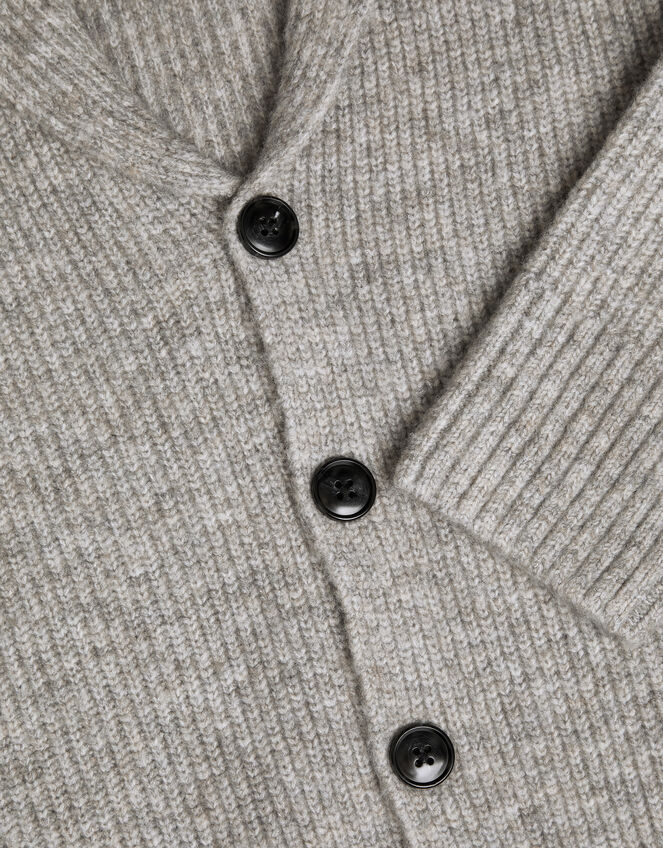 Shawl Collar Chunky Cardigan, Grey (GREY), large