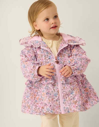 Baby Bunny Floral Print Raincoat, Pink (PINK), large