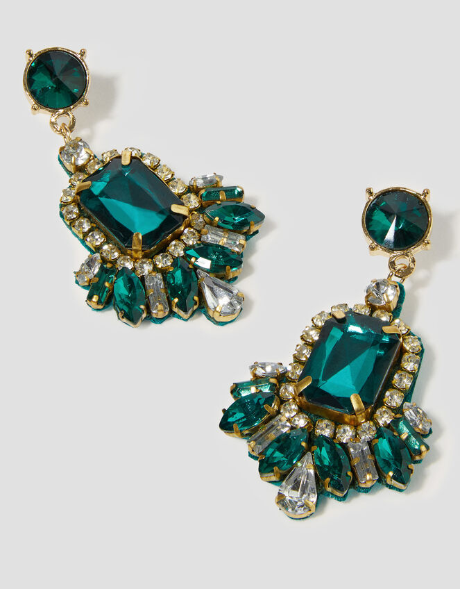 Large Gemstone Drop Earrings, , large