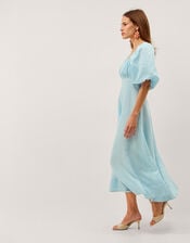 Payton Puff Sleeve Midi Dress, Blue (TURQUOISE), large