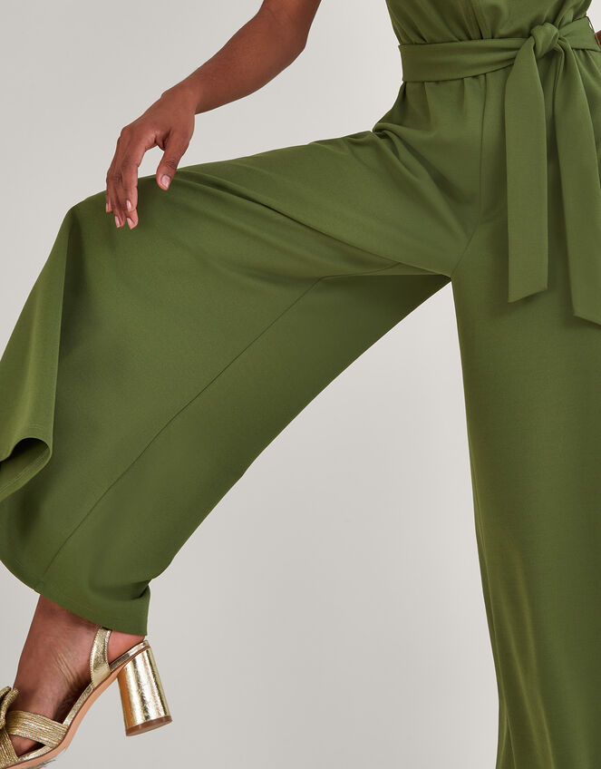Jersey Smart Cross-over Jumpsuit, Green (KHAKI), large