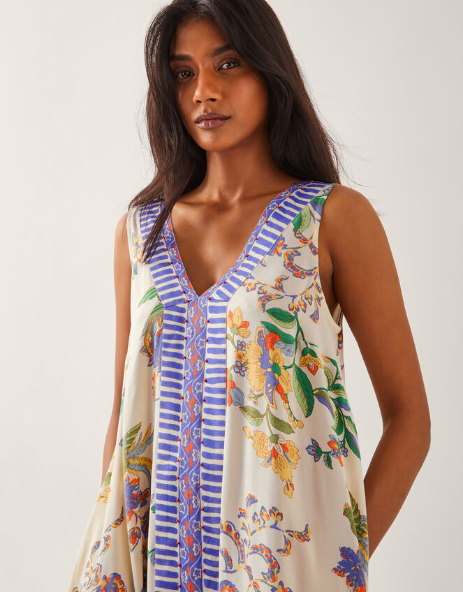 Kaia Floral Print Midi Dress Ivory