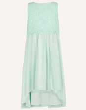 Betsy Sequin Scallop Dress, Green (MINT), large