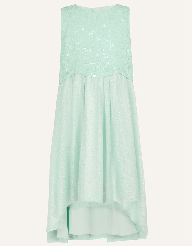 Betsy Sequin Scallop Dress, Green (MINT), large