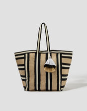 Ari Metallic Stripe Beach Bag, , large