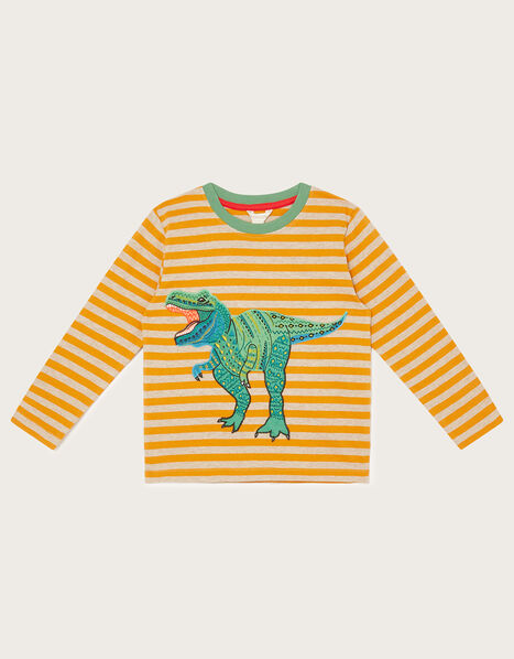Dexter Dinosaur Stripe T-Shirt Yellow, Yellow (MUSTARD), large