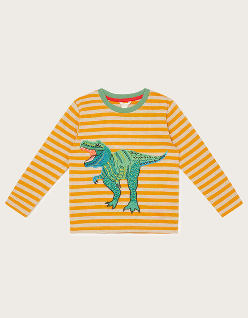 Dexter Dinosaur Stripe T-Shirt, Yellow (MUSTARD), large
