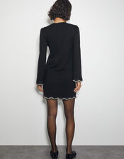 Tia Beaded Mini Jumper Dress, Black (BLACK), large