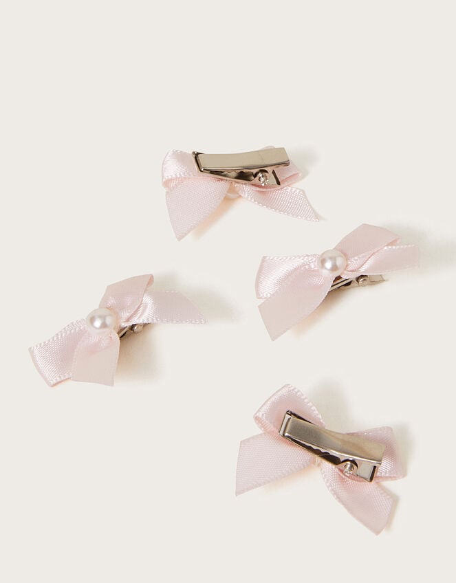 4-Pack Mini Bow Hair Clips, Pink (PINK), large