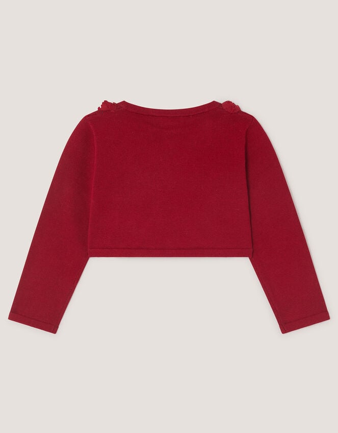 Baby Ottilie Appliqu&eacute; Rose Cardigan, Red (RED), large
