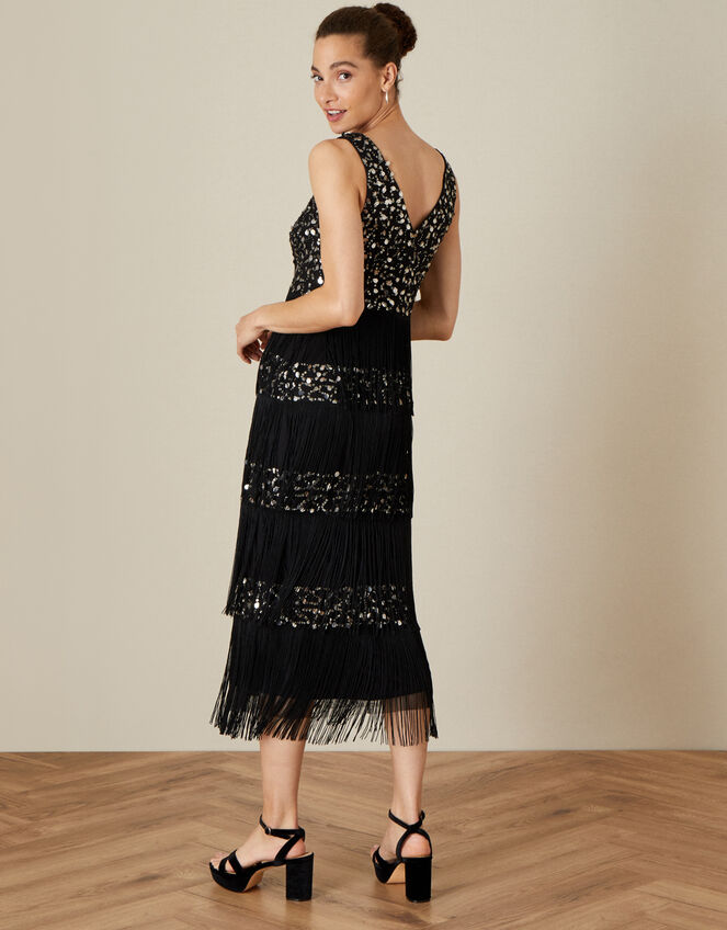 Felicity Fringe Embellished Dress, Black (BLACK), large