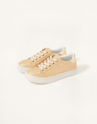 Shimmer Pearl Edge Trainers  Gold, Gold (GOLD), large