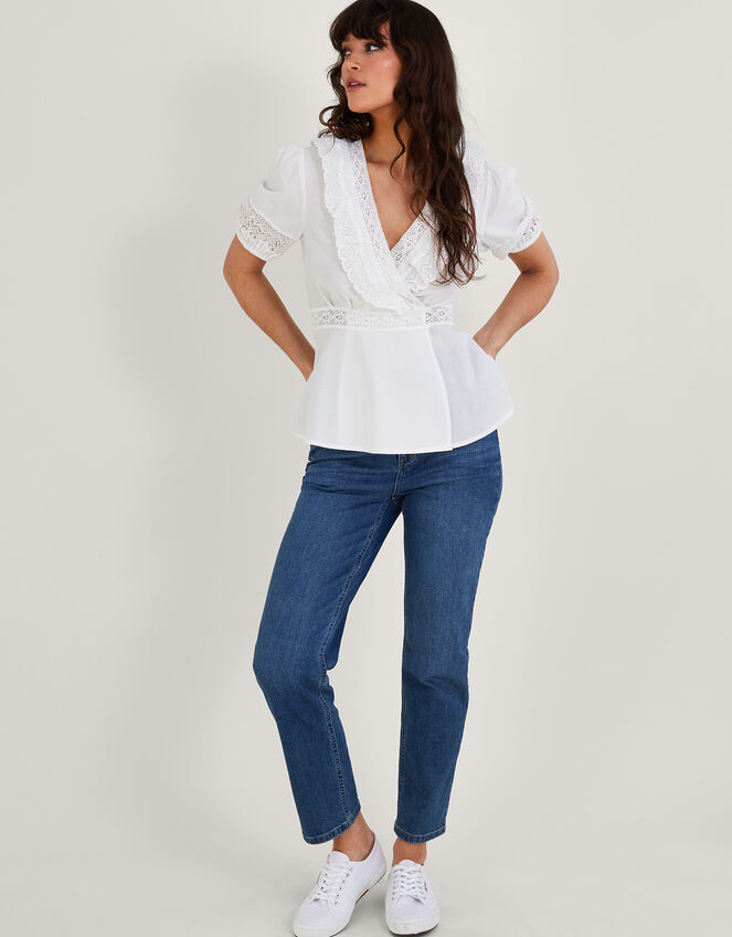 Winifred Wrap Top in Sustainable Cotton White | Tops & T-shirts ...