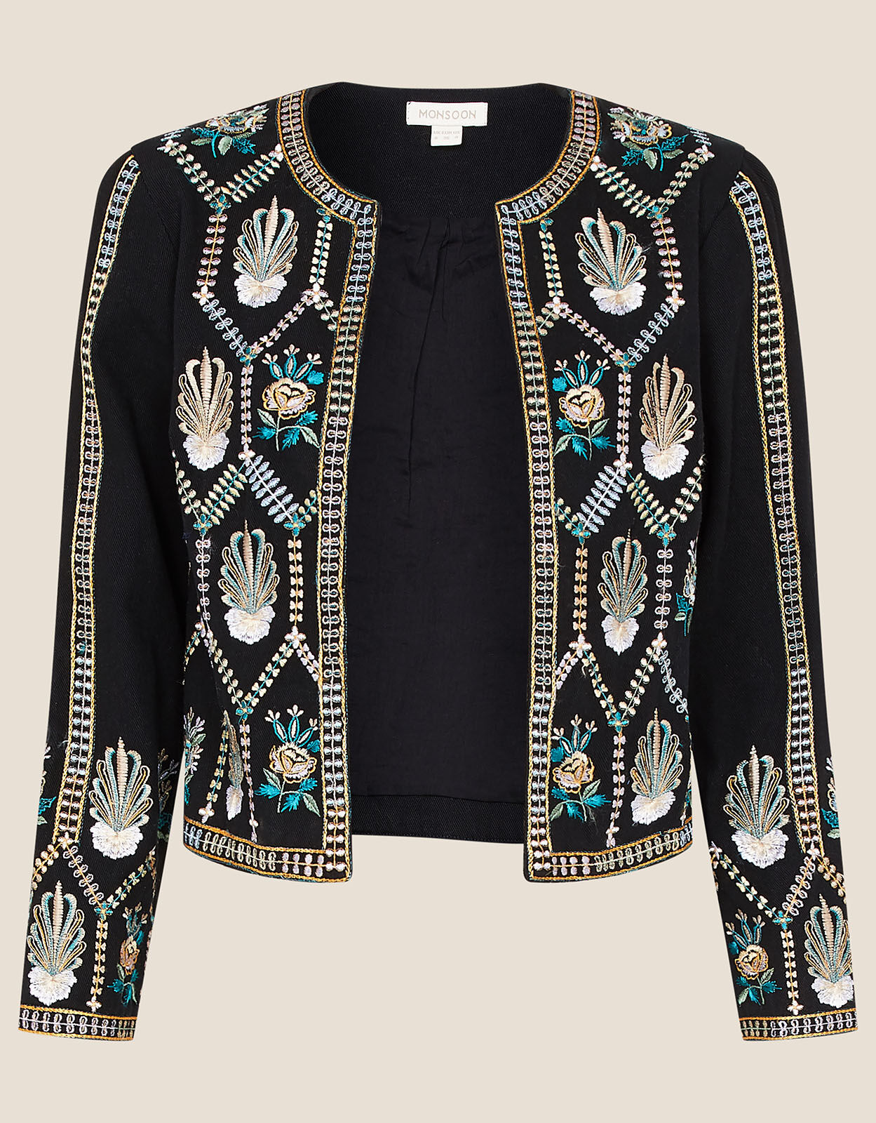 Embroidered top cropped jacket
