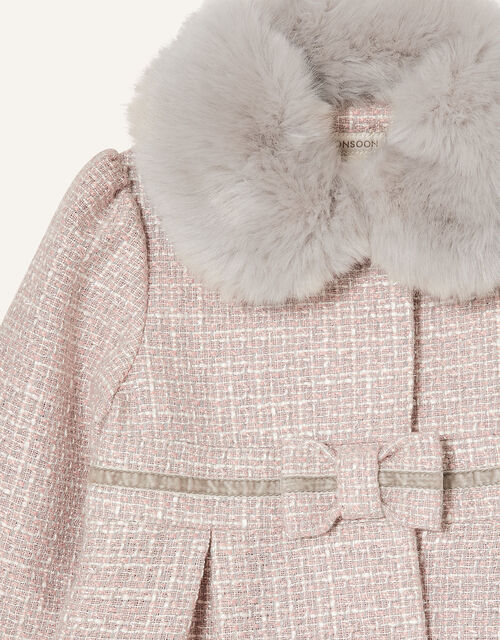 Baby Tweed Bow Coat, Grey (GREY), large
