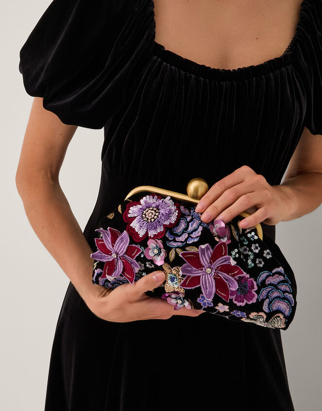 Maisy Floral Embellished Clutch Bag, , large