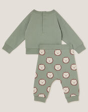 Newborn Lion Jumper and Leggings Set, Green (GREEN), large