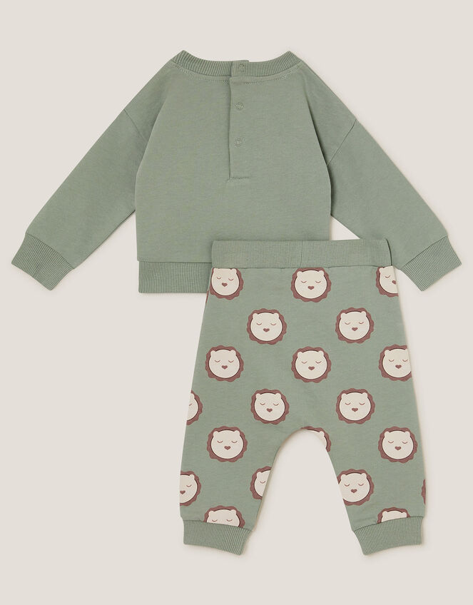 Newborn Lion Jumper and Leggings Set, Green (GREEN), large